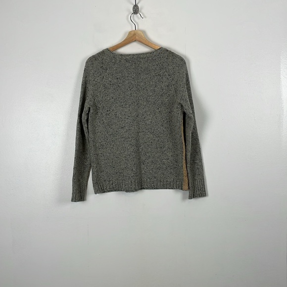 J Crew Women S Lambwool Blend Pullover Gold Side Strips Crew Neck Casual Sweater - Picture 4 of 8